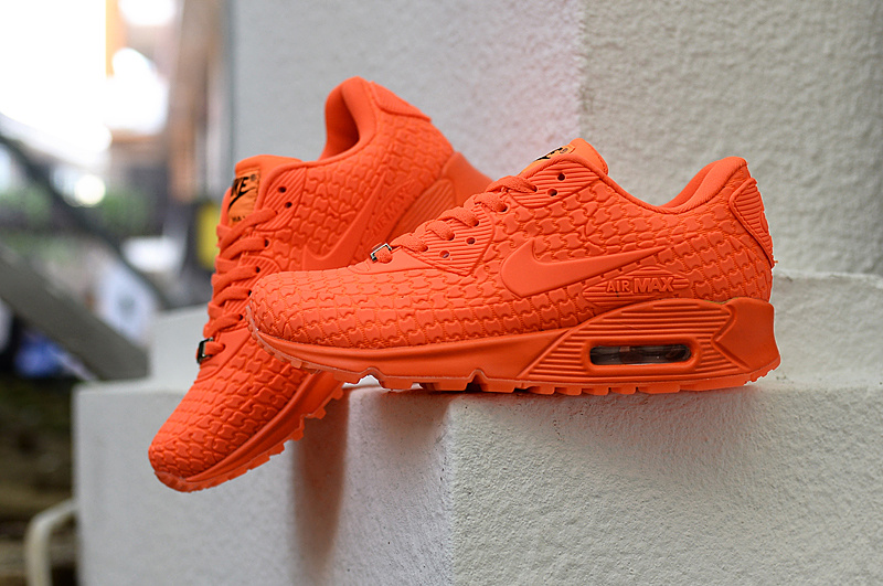 2016 Women's New Nike Air Max 90 City All Orange Shoes - Click Image to Close