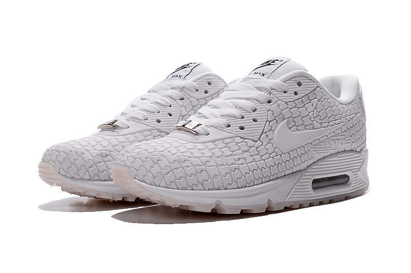 2016 Women's New Nike Air Max 90 City All White Shoes - Click Image to Close