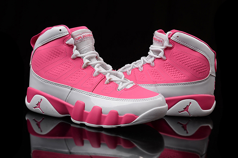 Women's Nike Air Jordan 9 Pink White Shoes - Click Image to Close