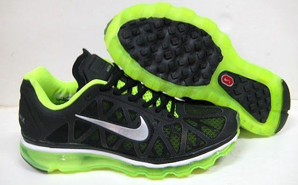 Women Nike Air Max 2009 5 Mesh Black Green Silver Shoes - Click Image to Close