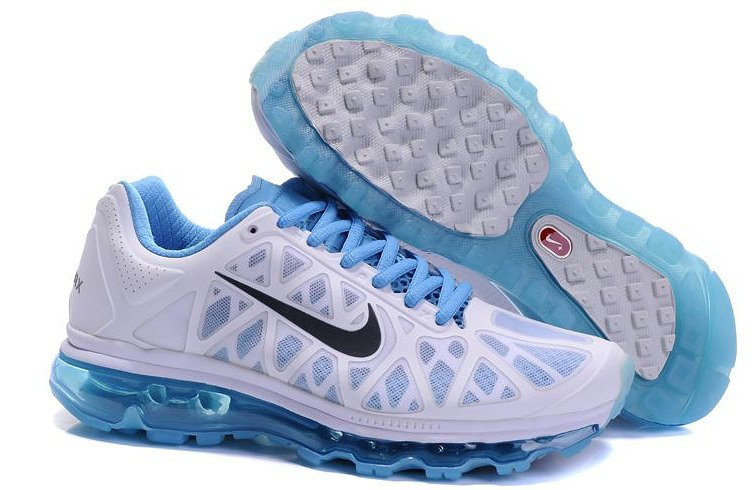 Women Nike Air Max 2009 5 Mesh Silver Blue Black Shoes - Click Image to Close