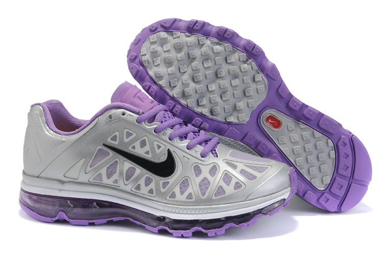 Women Nike Air Max 2009 5 Mesh Silver Purple Black Shoes - Click Image to Close