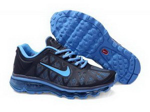 Women Nike Air Max 2011 Black Blue Logo Shoes - Click Image to Close