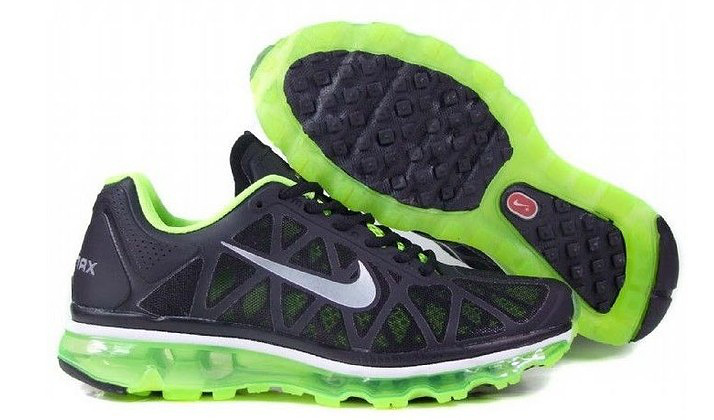 Women Nike Air Max 2011 Black Green Shoes - Click Image to Close