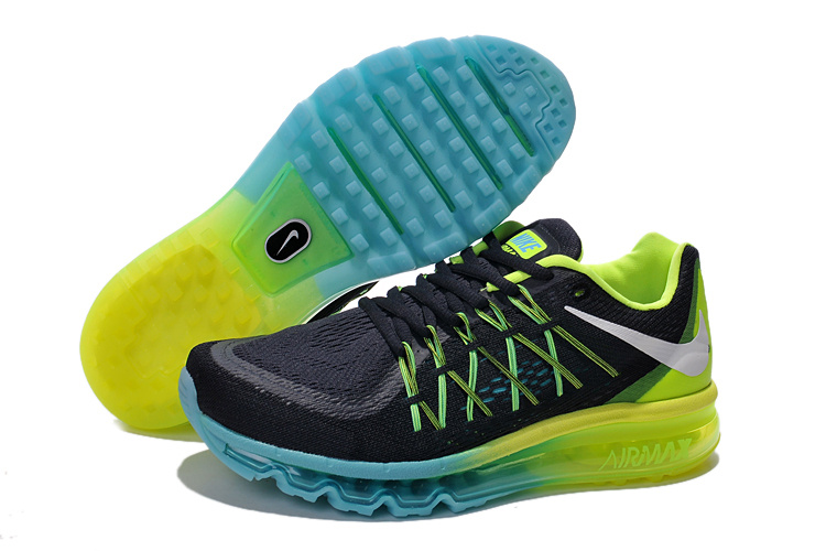 Women Nike Air Max 2015 Black Blue Green Shoes - Click Image to Close