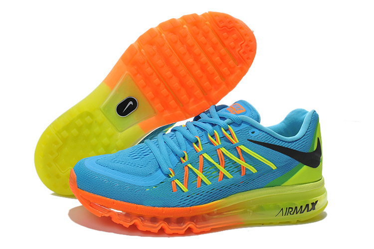 Women Nike Air Max 2015 Blue Orange Green Shoes - Click Image to Close