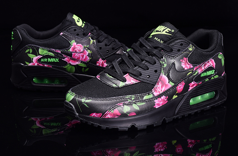 2016 Women's Nike Air Max 90 Follower Print Black