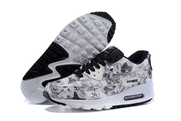 2016 Women's Nike Air Max 90 Follower Print Black White - Click Image to Close