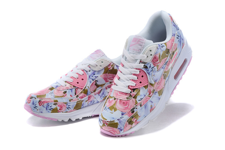 2016 Women's Nike Air Max 90 Follower Print Pink White - Click Image to Close