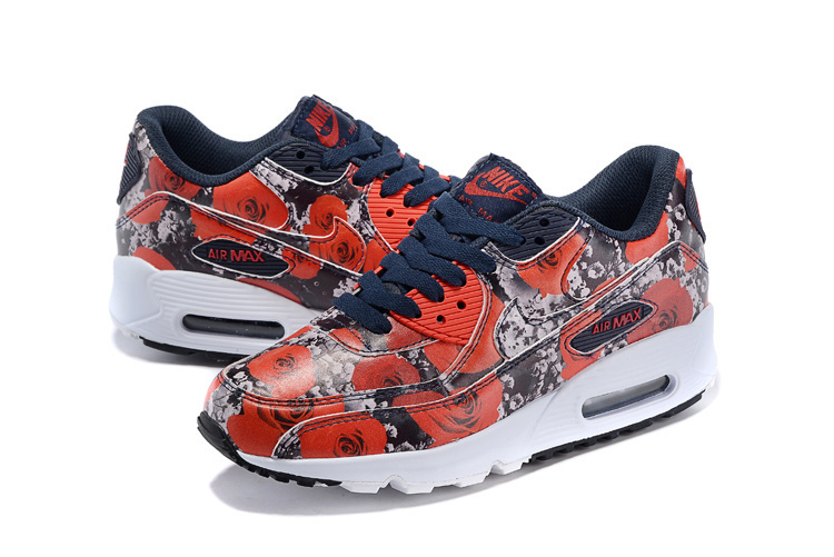 2016 Women's Nike Air Max 90 Follower Print Red Black