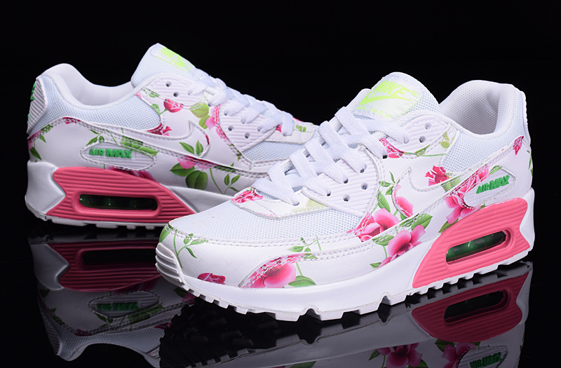 2016 Women's Nike Air Max 90 Follower Print White Pink