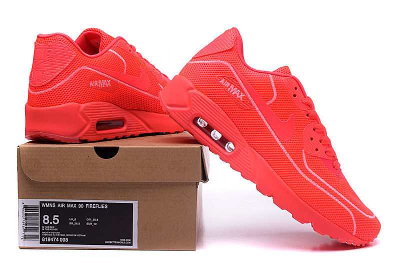 2016 Women's Nike Air Max 90 Midnight Firefly All Red_05 - Click Image to Close