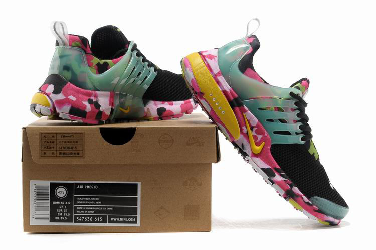 Women Nike Air Presto 1 Camo Black Light Green Pink Shoes