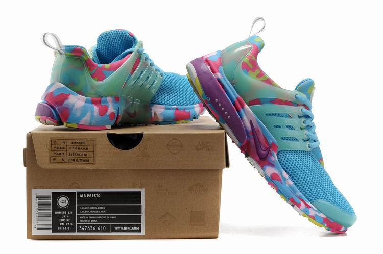 Women Nike Air Presto 1 Camo Blue Pink Purple Shoes