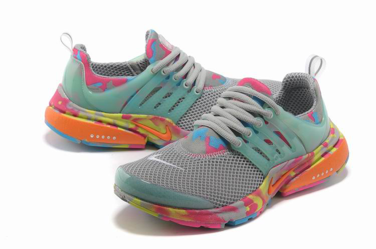 Women Nike Air Presto 1 Camo Grey Light Green Orange Shoes - Click Image to Close