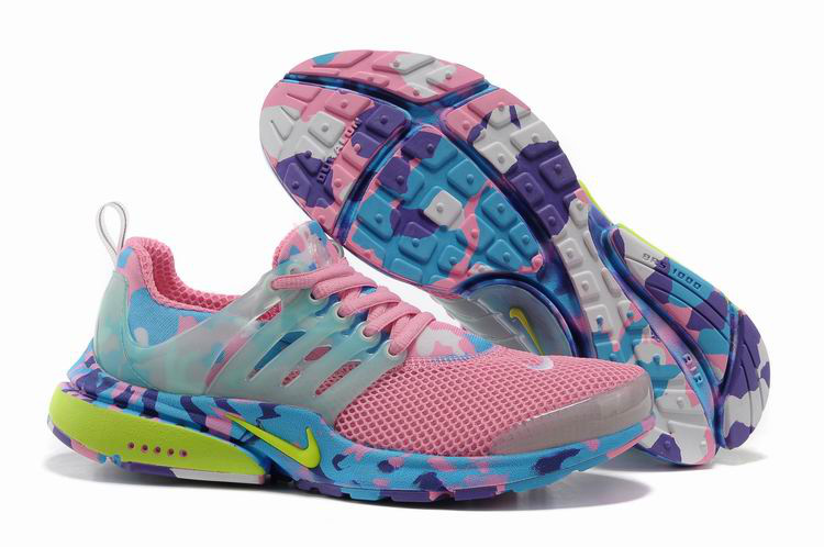 Women Nike Air Presto 1 Camo Pink Blue Yellow Shoes