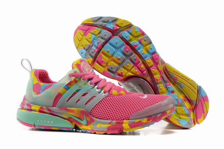 Women Nike Air Presto 1 Camo Pink Light Green Yellow Shoes - Click Image to Close