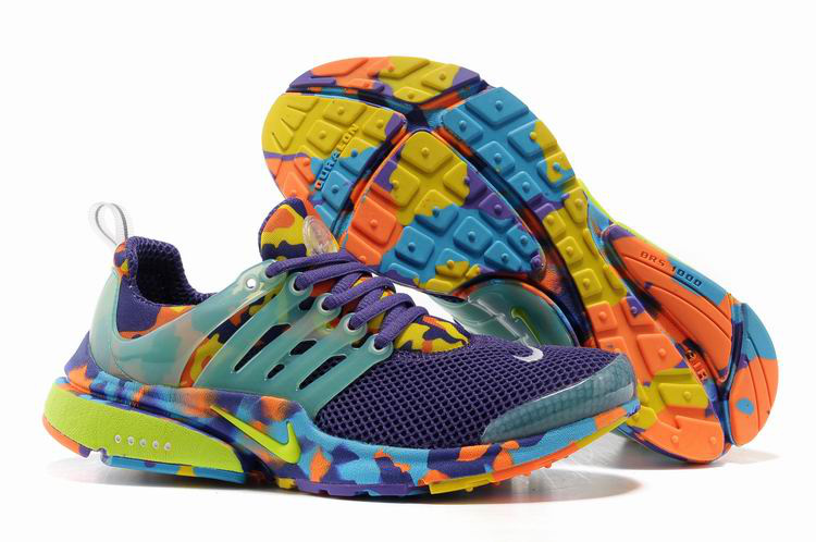 Women Nike Air Presto 1 Camo Purple Light Green Orange Shoes - Click Image to Close