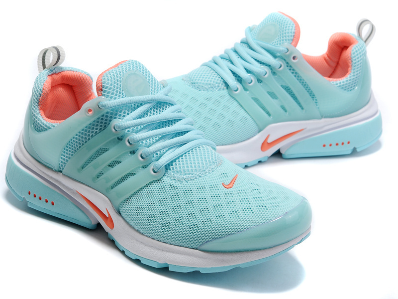Women Nike Air Presto 2 Carve Baby Blue Orange Shoes With Holes