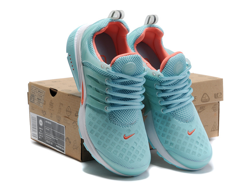 Women Nike Air Presto 2 Carve Baby Blue Orange Shoes With Holes - Click Image to Close