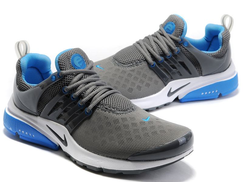 Women Nike Air Presto 2 Carve Grey Black Blue Shoes With Holes - Click Image to Close