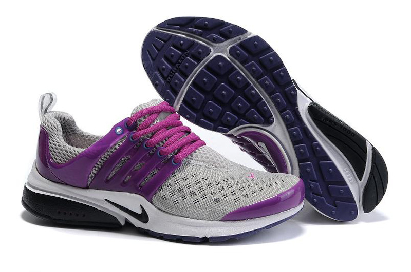 Women Nike Air Presto 2 Carve Grey Purple Black Shoes With Holes - Click Image to Close