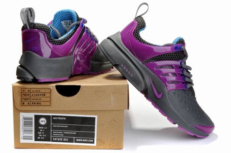 Women Nike Air Presto 2 Carve Grey Purple Shoes With Holes - Click Image to Close