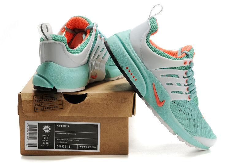 Women Nike Air Presto 2 Carve Light Green White Orange Shoes With Holes