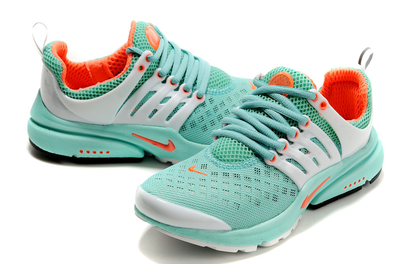 Women Nike Air Presto 2 Carve Light Green White Orange Shoes With Holes - Click Image to Close