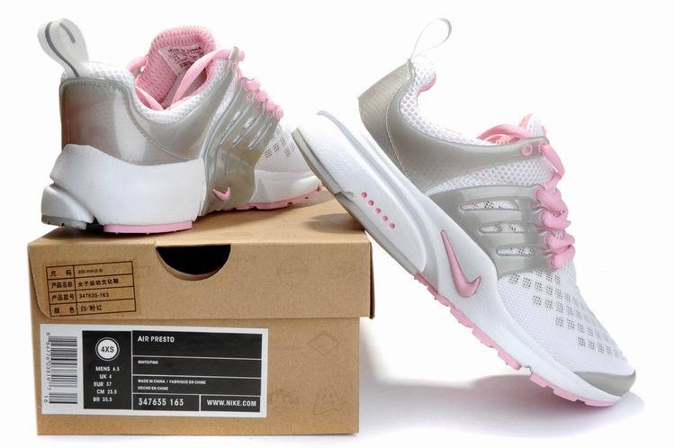 Women Nike Air Presto 2 Carve White Grey Pink Shoes With Holes - Click Image to Close