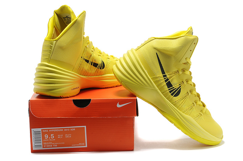 Women Nike HyperDunk 2013 XDR All Yellow Black Basketball Shoes