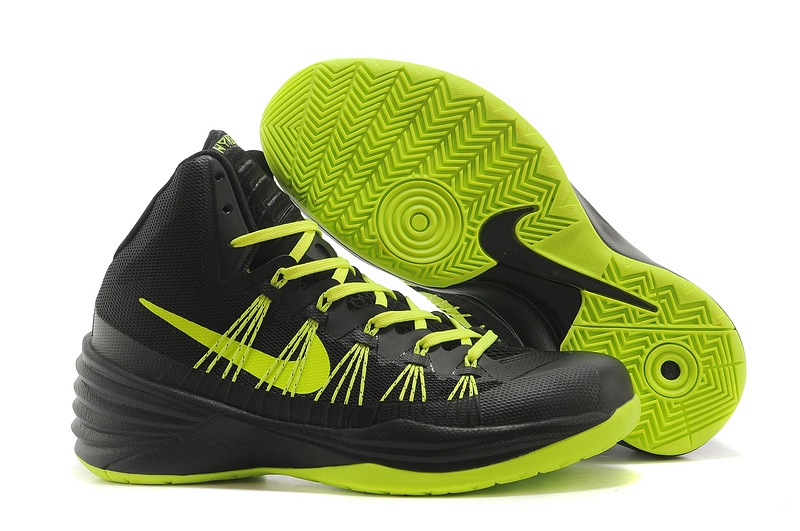 Women Nike HyperDunk 2013 XDR Black Fluorscent Green Basketball Shoes - Click Image to Close