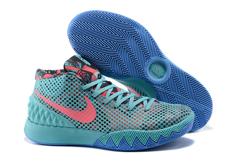 Women Nike Kyrie 1 Christmas Light Blue Pink Basketball Shoes - Click Image to Close