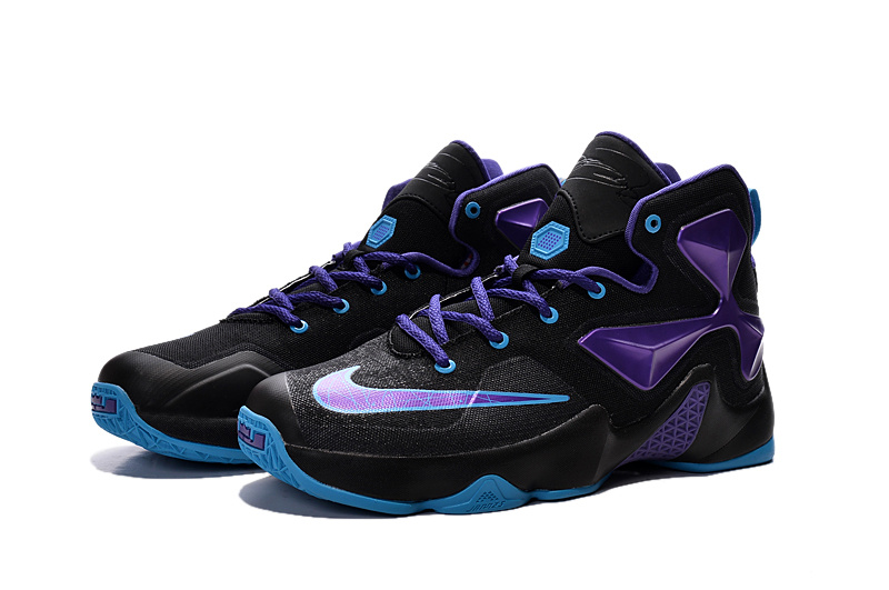 Women Nike Lebron James 13 Black Blue Shoes - Click Image to Close