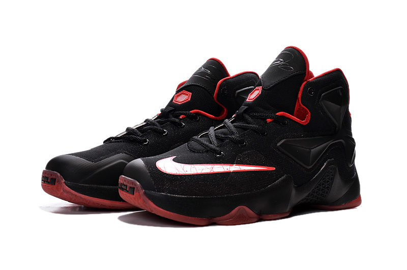 Women Nike Lebron James 13 Black Red Shoes - Click Image to Close