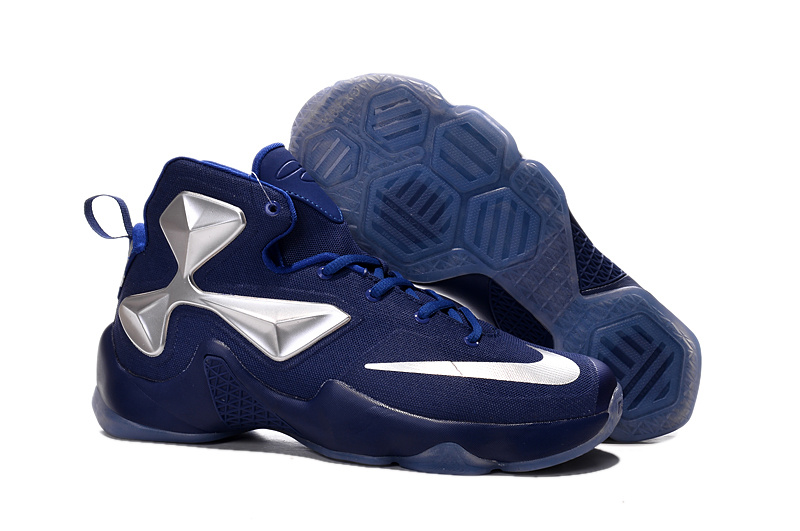 Women Nike Lebron James 13 Blue Silver Shoes - Click Image to Close