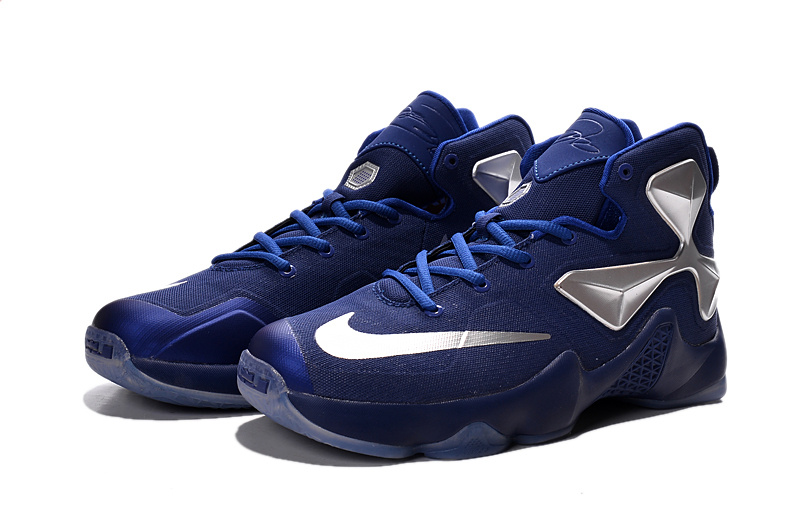 Women Nike Lebron James 13 Blue Silver Shoes - Click Image to Close