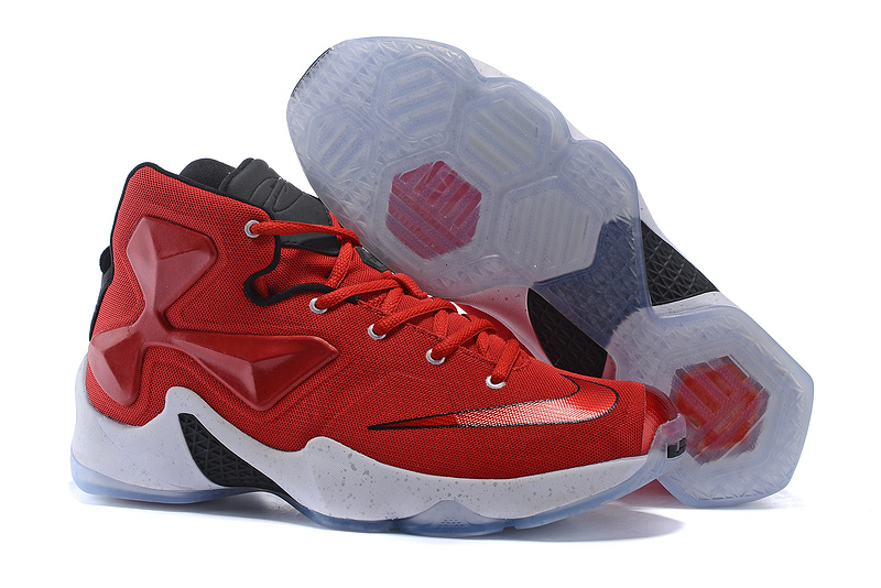 Women Nike Lebron James 13 Red Black White Shoes - Click Image to Close