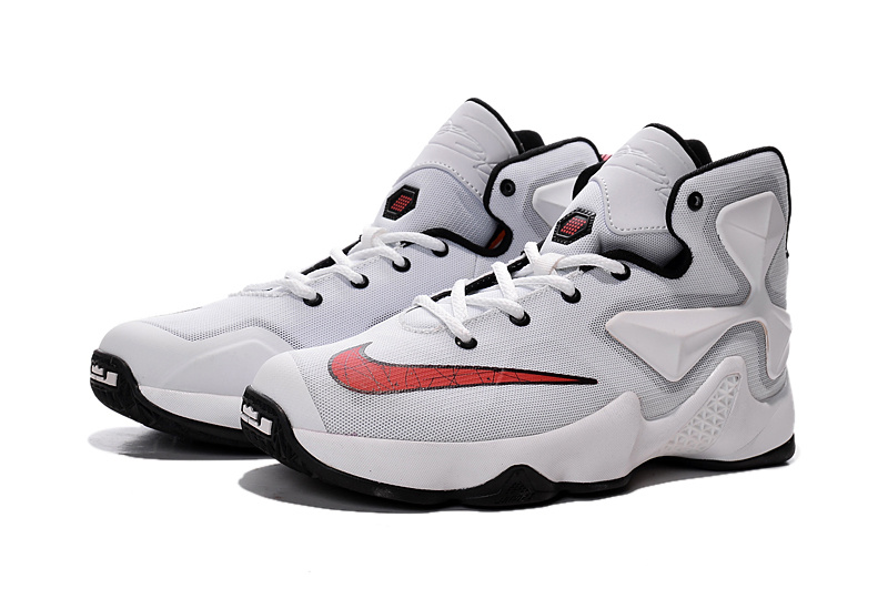 Women Nike Lebron James 13 White Red Black Shoes - Click Image to Close