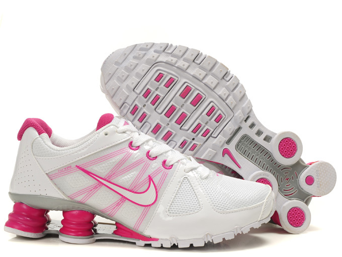 Women Nike Shox Agent+ White Pink Shoes - Click Image to Close