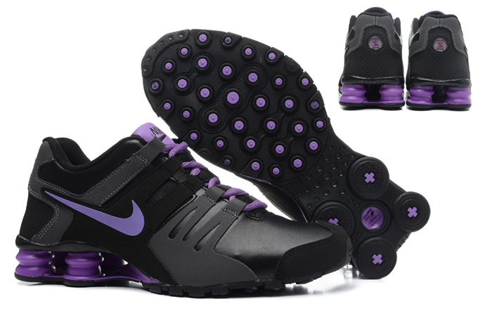 Women Nike Shox Current Black Grey Purple Sport Shoes