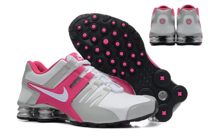 Women Nike Shox Current White Grey Pink Sport Shoes - Click Image to Close