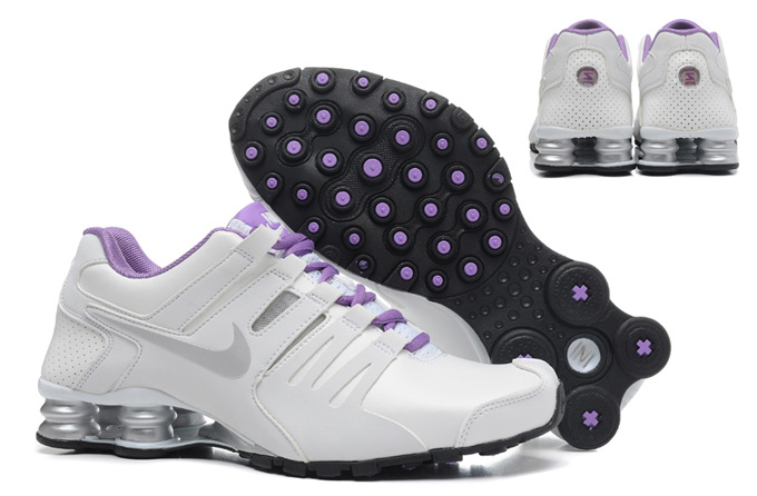 Women Nike Shox Current White Grey Purple Sport Shoes - Click Image to Close