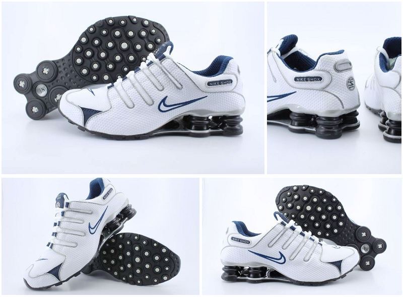 Women Nike Shox NZ White Dark Blue Shoes - Click Image to Close