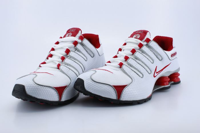 Women Nike Shox NZ White Red Footwear - Click Image to Close