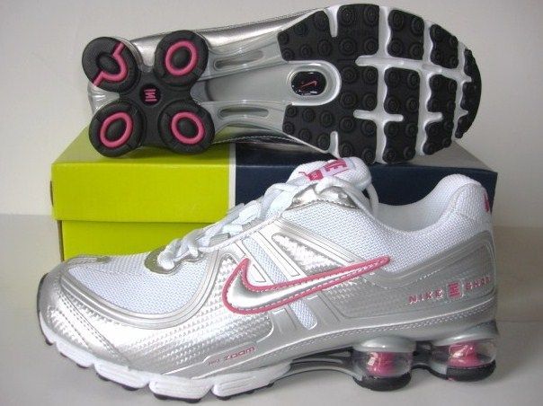 Women Nike Shox R2 White Silver Pink Shoes - Click Image to Close