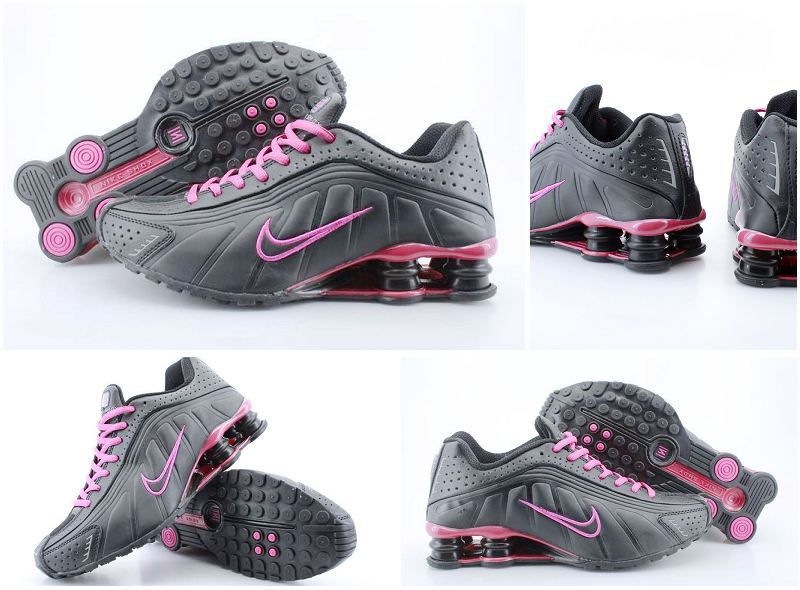 Women Nike Shox R4 Black Wine Red Shoes - Click Image to Close