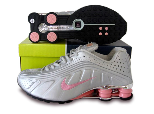 Womens Nike Shox R4 Shoes Silver Pink - Click Image to Close