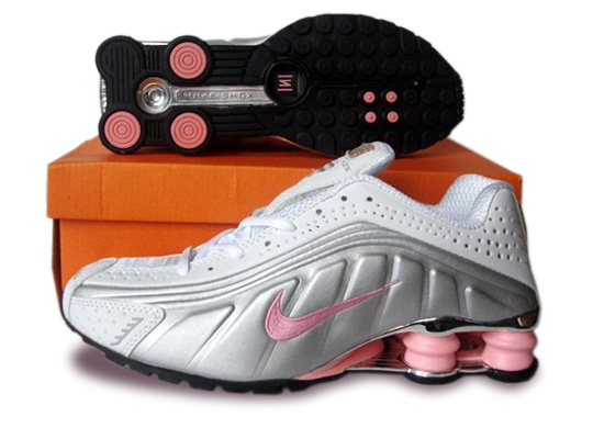 Womens Nike Shox R4 Shoes Silver Pink White