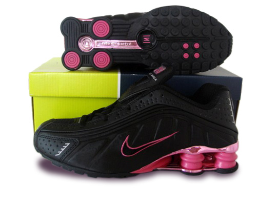 Womens Nike Shox R4 Shoes Black Pink Silver
